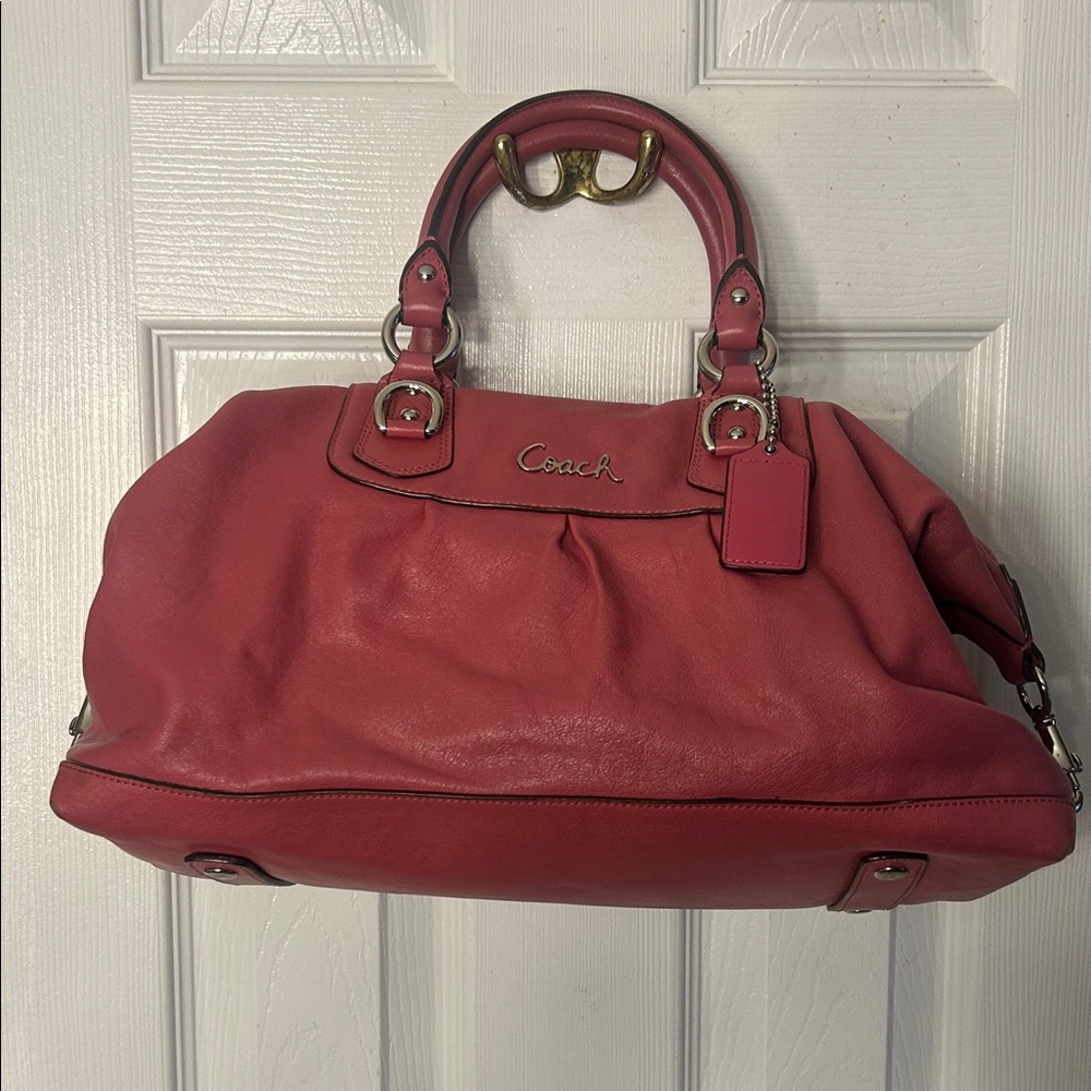 Coach pink Rose Leather Satchel